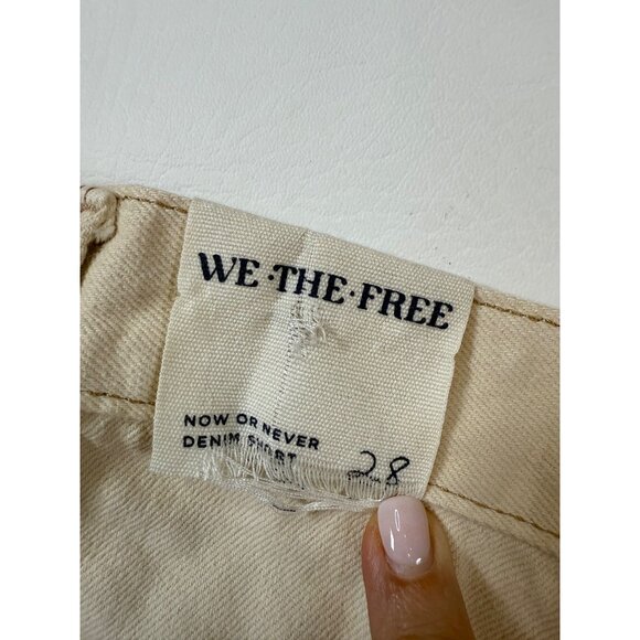 NWT We The Free Now Or Never Denim Shorts Distressed Raw Hem Beige 28 (bin ii94) - Picture 3 of 7